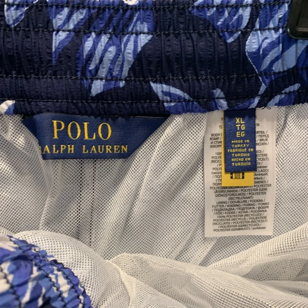 Polo Ralph Lauren Men's Swim Trunks XL Traveler Blue Floral‎ Pockets Mesh Liner